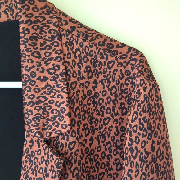 Bobeau Animal Leopard Print Open Front Cuffed Blazer Plus 2X Black Brown Cheetah - Picture 7 of 16